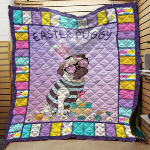 Pug Easter Puggy Quilt Blanket DHC020120697TD , 50 x 60 Inch, Quilt Bed Set