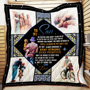 Dad To Son Just By Being You Quilt Blanket DHC04012099TD , 50 x 60 Inch, Quilt Bed Set