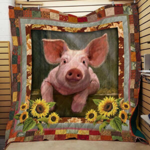 Pig Cute Pig With Sunflower Quilt Blanket Dhc03011352Dd , 50 x 60 Inch, Quilt Bed Set