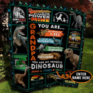 Dinosaur Grandpa Personalized Quilt Blanket BBB110604NB , 50 x 60 Inch, Quilt Bed Set
