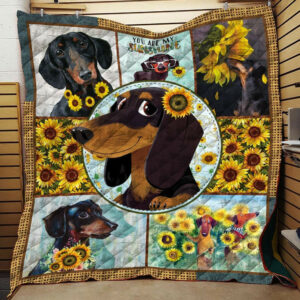 Dachshund With Sunflower Quilt Blanket C9B250208NM , 50 x 60 Inch, Quilt Bed Set