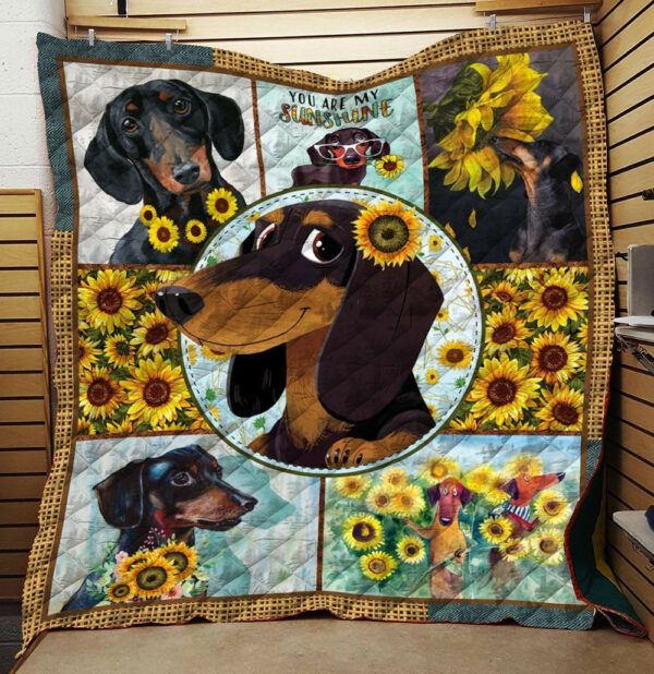 Dachshund With Sunflower Quilt Blanket C9B250208Nm , 50 X 60 Inch, Quilt Bed Set