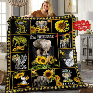 Elephant Personalized Quilt Blanket HHH010602NH , 50 x 60 Inch, Quilt Bed Set