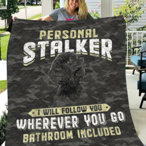 Poodle Black Dog Personal Stalker I Will Follow You Quilt Blanket , 50 x 60 Inch, Quilt Bed Set
