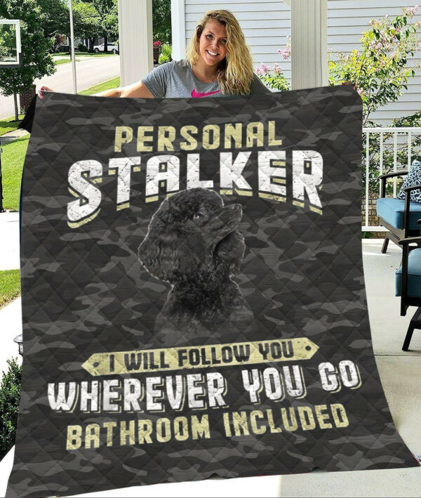Poodle Black Dog Personal Stalker I Will Follow You Quilt Blanket , 50 X 60 Inch, Quilt Bed Set