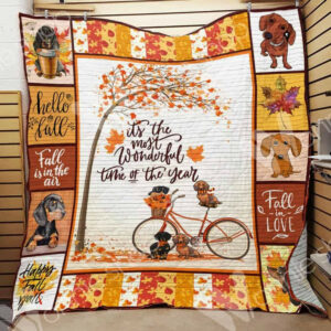 Dachshund Fall Quilt Blanket DHC0602960TD , Quilt Bed Set Size Single, Twin, Full, Queen, King, Super King