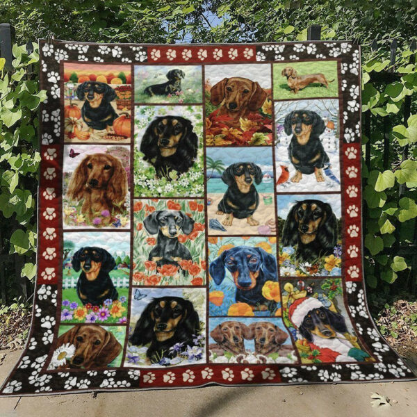 Dachshund D010748 Quilt Blanket , Quilt Bed Set Size Single, Twin, Full, Queen, King, Super King