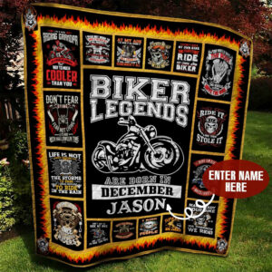 December Biker Personalized Quilt Blanket BBB290573SM , 50 x 60 Inch, Quilt Bed Set