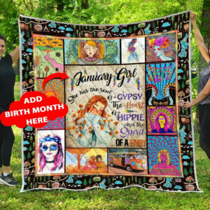 Personalized Hippie Girl The Heart Of A Hippie Quilt Blanket Great Customized Perfect Gifts For Hippie, 50 x 60 Inch, Quilt Bed Set