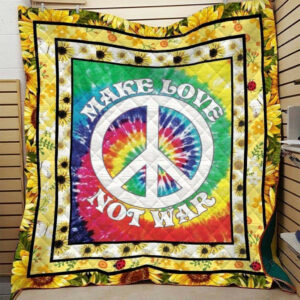 Sunflower Make Love Not War Hippie Peace Quilt Blanket Great Customized Blanket, 50 x 60 Inch, Quilt Bed Set