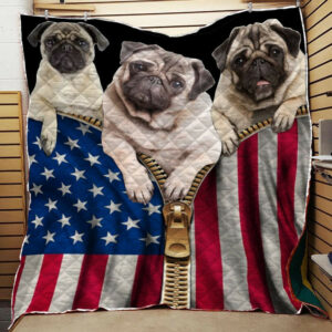 Dog Flag Pug Quilt Blanket DHC0102378TD , 50 x 60 Inch, Quilt Bed Set