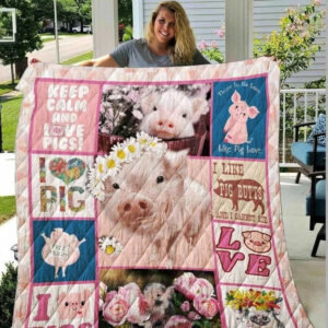 Pig I Can Kiss This Pigs Quilt Blanket Christmas Christmas Gifts Merry Christmas Holiday Gifts Gift Dhc03011672Dd , 50 x 60 Inch, Quilt Bed Set