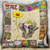 Hippie Sunflower Peace Symbol Quilt Blanket Great Customized Perfect Gifts For Hippie, 50 X 60 Inch, Quilt Bed Set