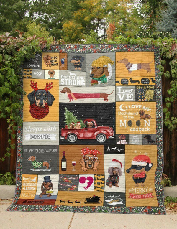 Dachshund I Love My Dachshund Quilt Blanket Dhc04011887Dd , Quilt Bed Set Size Single, Twin, Full, Queen, King, Super King