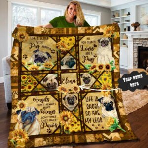 Pug Personalized Quilt Blanket LML030616DT , 50 x 60 Inch, Quilt Bed Set