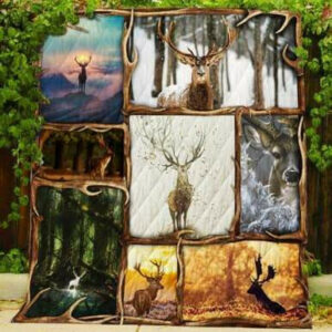 Deer Quilt Blanket  Size Single, Twin, Full, Queen, King, Super King