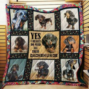 Dachshund Quilt Blanket Th390  Size Single, Twin, Full, Queen, King, Super King