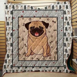 Pug Dog Quilt Blanket Quilt Blanket 1511-10  Size Single, Twin, Full, Queen, King, Super King