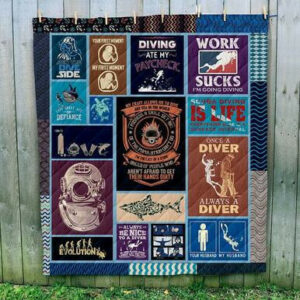 Diver  Ocean Art 3d Quilt Blanket  Size Single, Twin, Full, Queen, King, Super King
