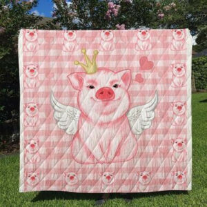 Pig Funny Quilt Blanket  Size Single, Twin, Full, Queen, King, Super King