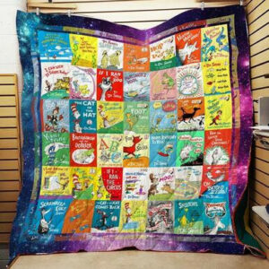 Dr. Seuss Books Everywhere Quilt Blanket  Size Single, Twin, Full, Queen, King, Super King