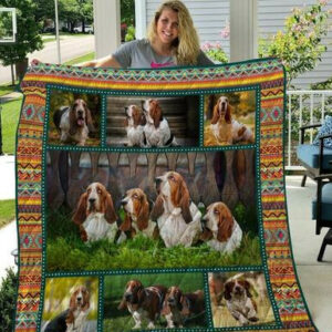 Qui15009 Basset Hound Quilt Blanket  Size Single, Twin, Full, Queen, King, Super King