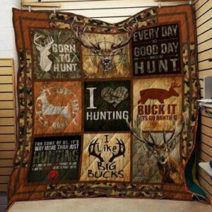 Deer Hunting Quilt Blanket J1004 81o39  Size Single, Twin, Full, Queen, King, Super King
