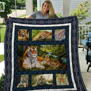 Tiger Quilt Blanket Blanke Quiani14001  Size Single, Twin, Full, Queen, King, Super King