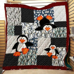 Picture Penguin Loves Quilt Blanket  Size Single, Twin, Full, Queen, King, Super King
