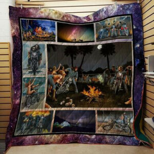 David Mann Motorcycles Camping Quilt Blanket 2111-04  Size Single, Twin, Full, Queen, King, Super King