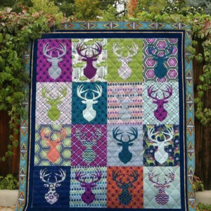Deer Head Pattern Quilt Blanket -3d Quilt Blanket Pm-Qhn00007  Size Single, Twin, Full, Queen, King, Super King