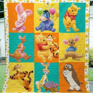 Pooh And Friends Fabric 3d Quilt Blanket  Size Single, Twin, Full, Queen, King, Super King , Disney Quilt Blanket