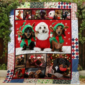 Dog Christmas Quilt Blanket  Size Single, Twin, Full, Queen, King, Super King