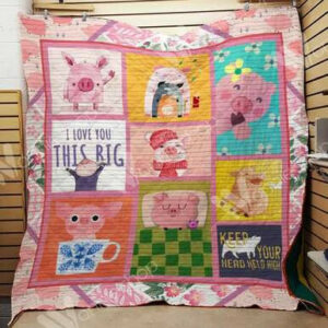 Pig Quilt Blanket F2102 82o39  Size Single, Twin, Full, Queen, King, Super King