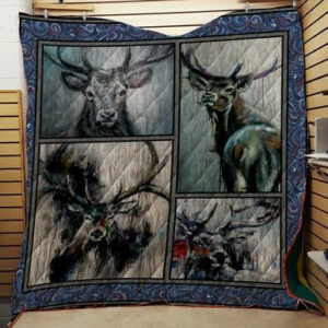 Deer Quilt Blanket Bfeb-01  Size Single, Twin, Full, Queen, King, Super King