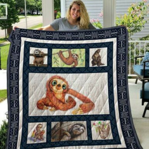 Quisloth004 Sloth Quilt Blanket  Size Single, Twin, Full, Queen, King, Super King