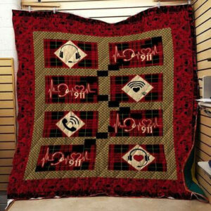 Dispatcher Heartbeat Quilt Blanket 911  Size Single, Twin, Full, Queen, King, Super King