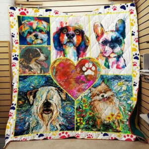 Dog Lovers Quilt Blanket  Size Single, Twin, Full, Queen, King, Super King