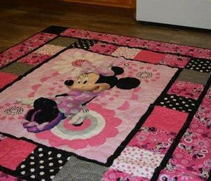 Pink Minnie Fabric 3d Quilt Blanket  Size Single, Twin, Full, Queen, King, Super King