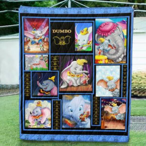 Dumbo Blue Fabric Quilt Blanket  Size Single, Twin, Full, Queen, King, Super King