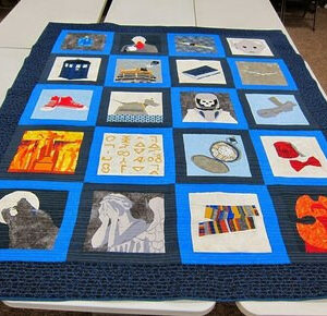 Doctor Who Blue Fabric Quilt Blanket  Size Single, Twin, Full, Queen, King, Super King