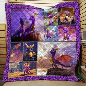 Purple Dragon Spyro Quilt Blanket  Size Single, Twin, Full, Queen, King, Super King
