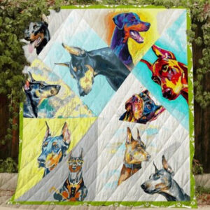 Doberman Quilt Blanket R166  Size Single, Twin, Full, Queen, King, Super King