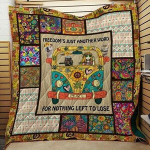 Peace Freedom Quilt Blanket  Size Single, Twin, Full, Queen, King, Super King