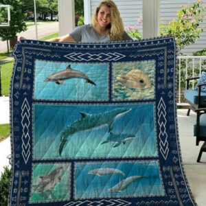 Dolphin Quilt Blanket Quiani12002  Size Single, Twin, Full, Queen, King, Super King