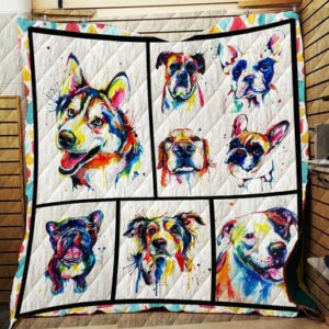 Dogs Quilt Blanket  Size Single, Twin, Full, Queen, King, Super King