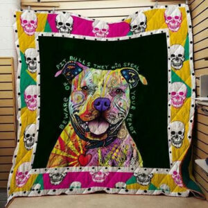 Pitbull Dog Skull Quilt Blanket 1010-8  Size Single, Twin, Full, Queen, King, Super King