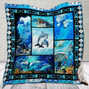Dolphin Quilt Blanket  Size Single, Twin, Full, Queen, King, Super King