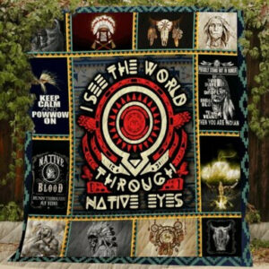 Quilt Blanket I See The World Through Native Eyes R173  Size Single, Twin, Full, Queen, King, Super King