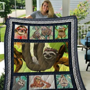 Quisloth002 Sloth Quilt Blanket  Size Single, Twin, Full, Queen, King, Super King
